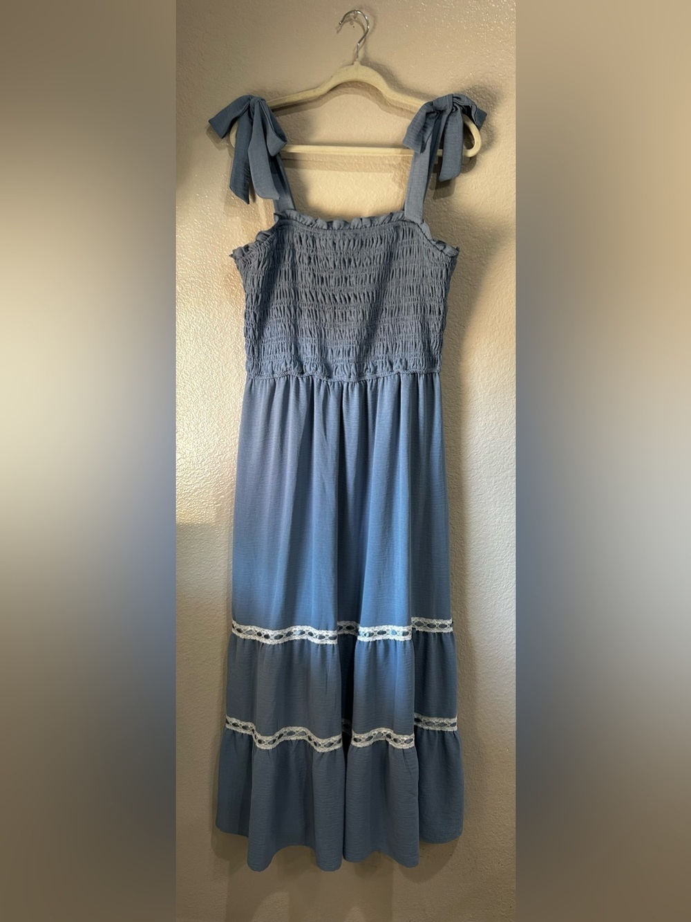 Signfy Women Blue SmockMaxi tiered Dress Sz 1X Sleeveless Summer Casual TC0016
